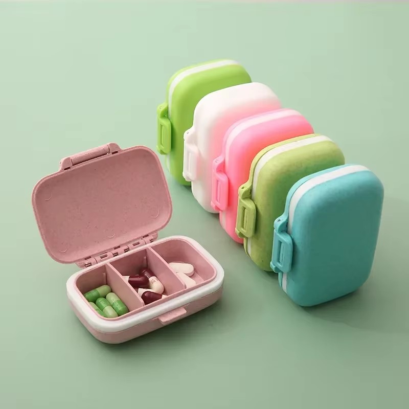 Seaweed Snack - Mini estuche organizador de pastillas portátil,